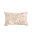 14 x 24 in woven pillow with insert, ivory/oat texture, fringe edges