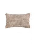 14 x 24 in woven pillow with insert, mineral tan texture, fringe edges