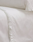 Audrey Ruffle Cotton Percale Sheet Set - White