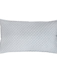 Rectangular matelasse pillow sham with small geometric pattern in light blue