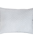 Rectangular matelasse pillow sham with small geometric pattern in light blue