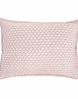 Blush pink matelasse decorative sham pillow with woven geometric texture