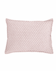 Matelasse quilted standard sham in blush pink, textured square pattern