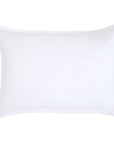 White 28 x 36 decorative square pillow with woven geometric pattern