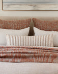 Bozeman big pillow with insert, orange woven-look front and white striped pillow