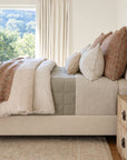 Bozeman big pillow with insert, orange textured cover and ivory solid back