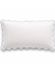 Kelly duvet cover sham pillow, white with scalloped edge and French-blue piping