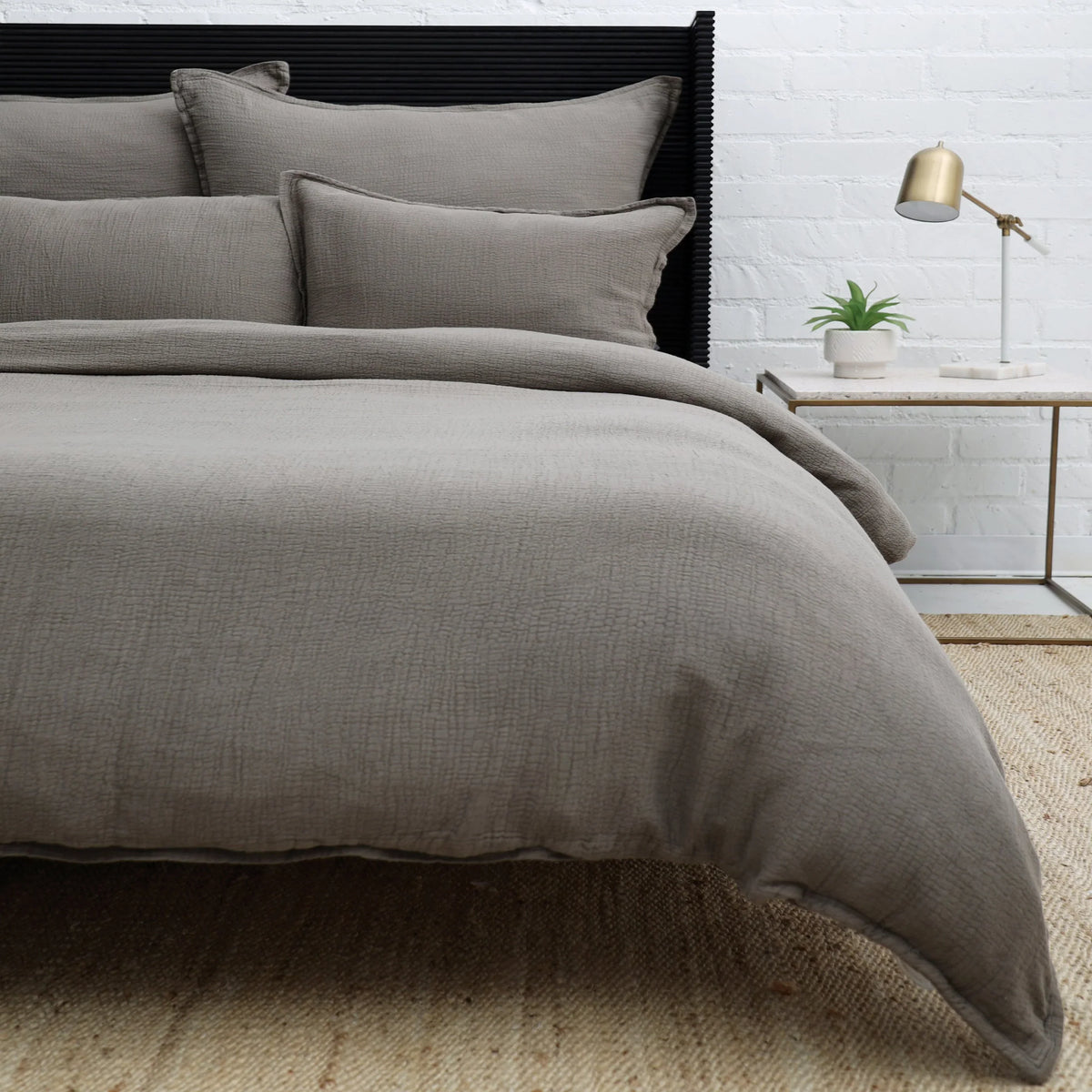 28 x 36 decorative pillow with insert, close front view, medium gray tone