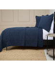 Antwerp Coverlet-28x28 Large Euro-Navy-Pom Pom at Home