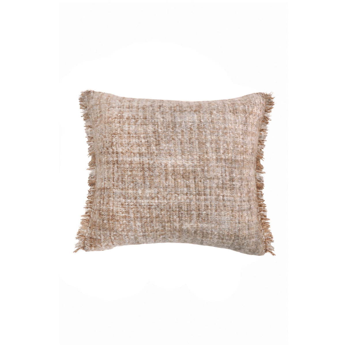 20 x 20 stone/moss textured pillow with fringed edges and insert