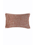 14 x 24 in woven pillow with insert, redwood rust texture, fringe edges