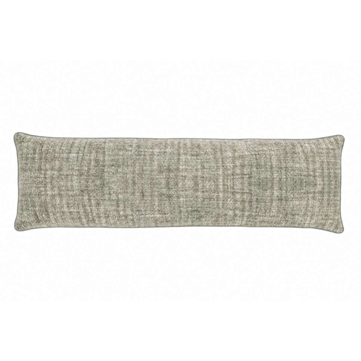 18x60 body pillow in stone/moss with speckled woven fabric