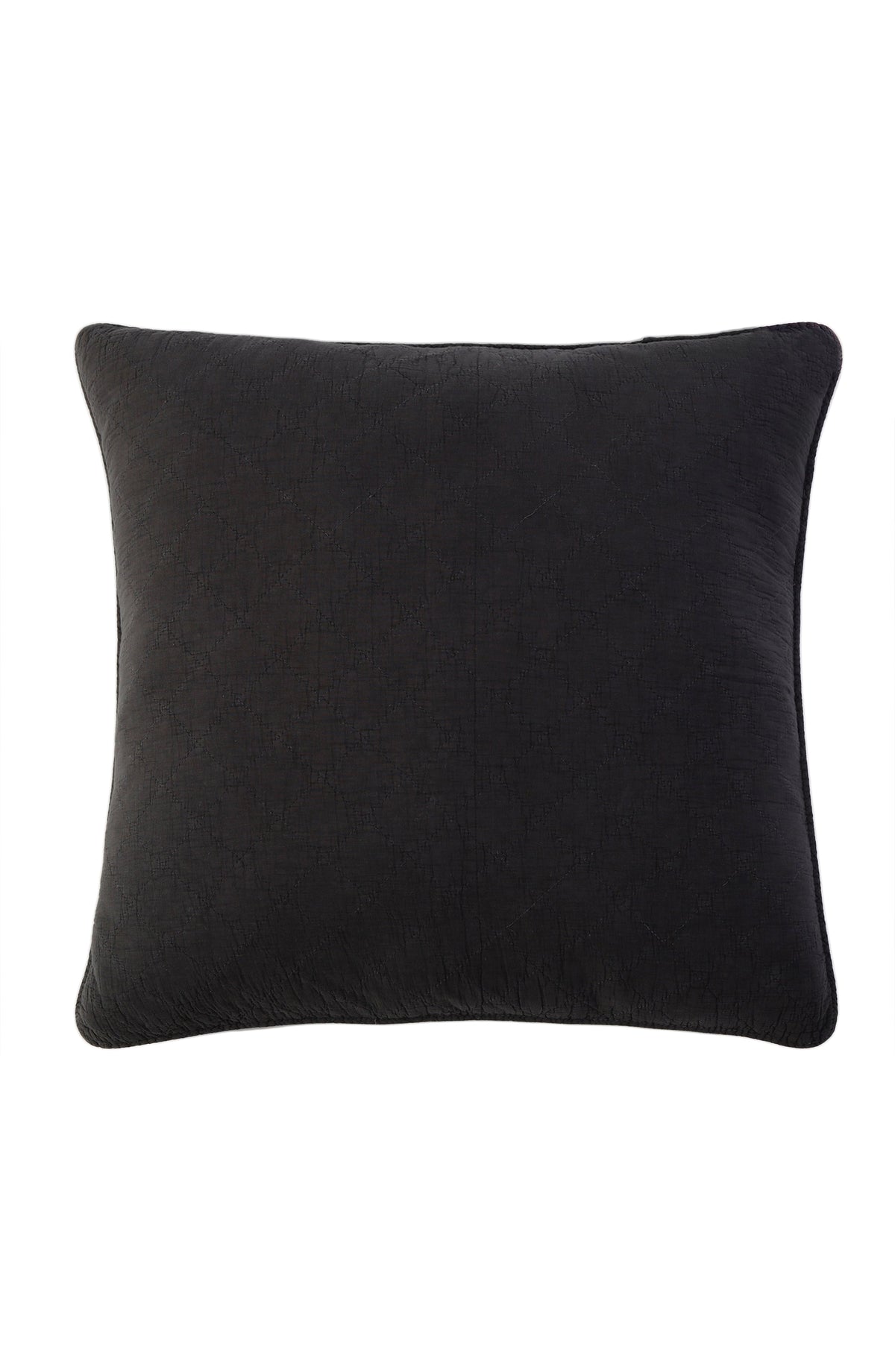 Dark charcoal square decorative pillow with smooth textured fabric