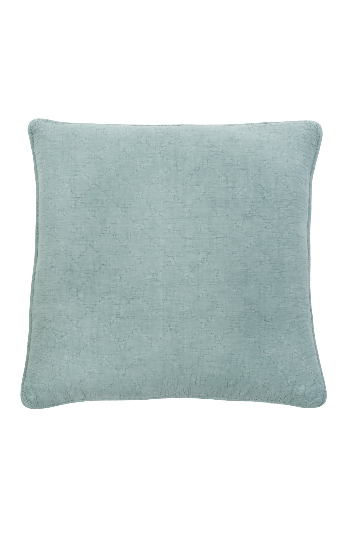 Sea-glass square decorative pillow with subtle diamond-texture pattern