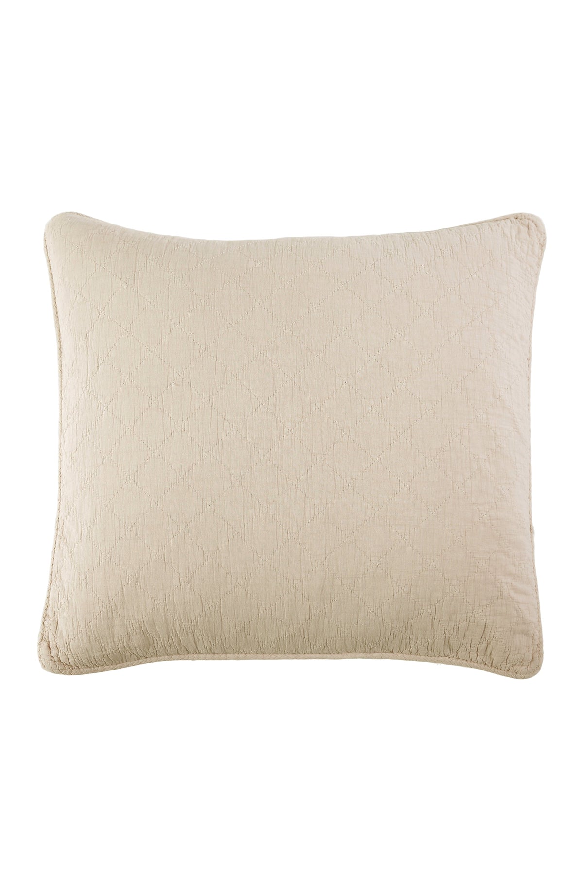 Ivory square decorative pillow with plush, textured fabric cover