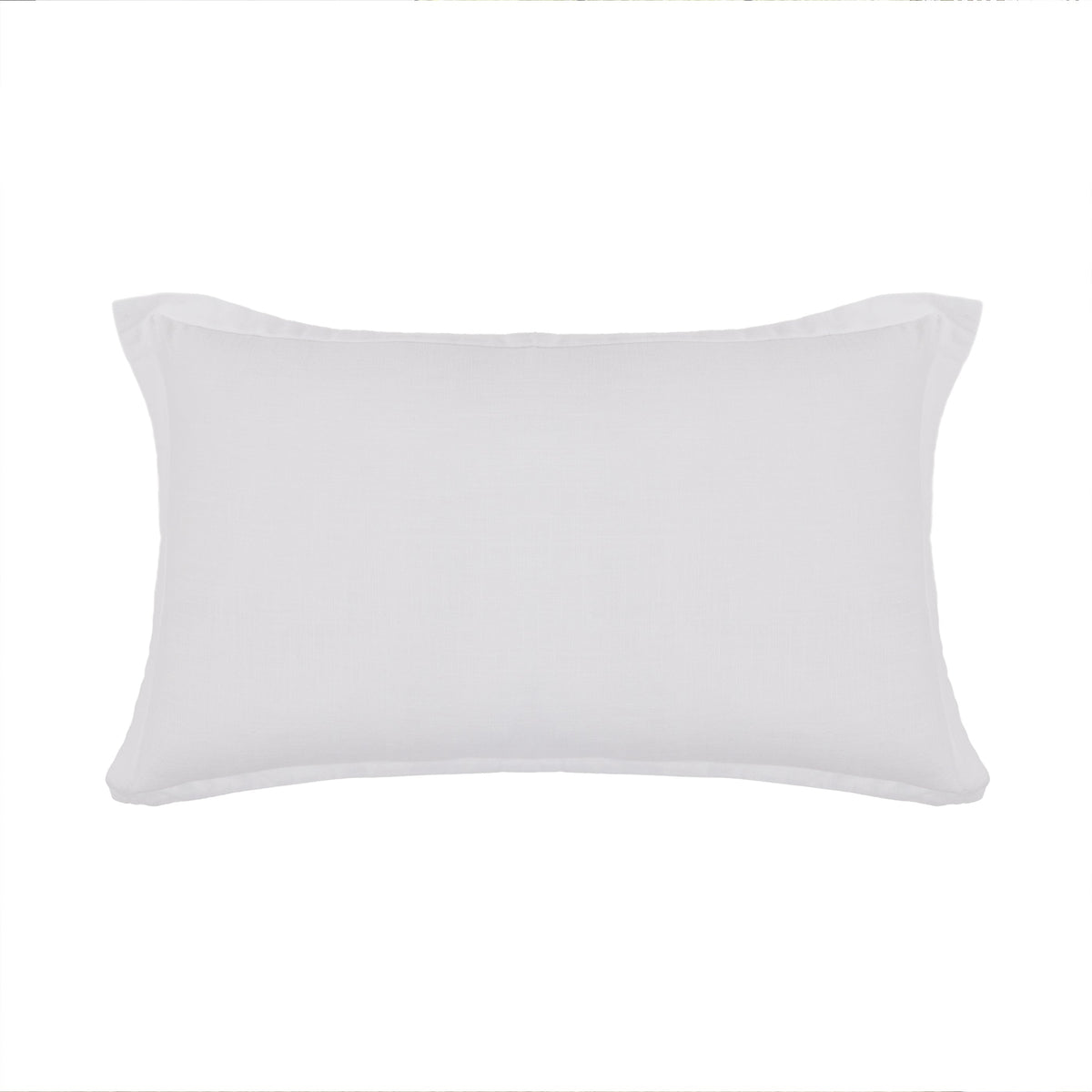 White bamboo-linen rectangular pillow with insert, 14" x 24"