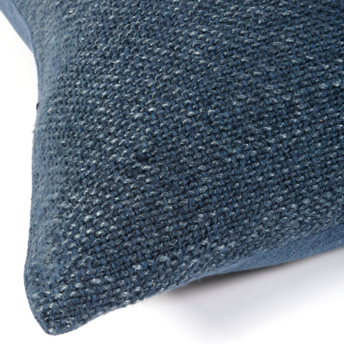 14x40 blue woven lumbar pillow fabric close-up with rounded corner