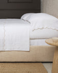 Kelly Linen Sheet Set-Queen Sheet Set (Fitted‚ Flat + 2 Standard Pillowcases)-White/Flax-Pom Pom at Home