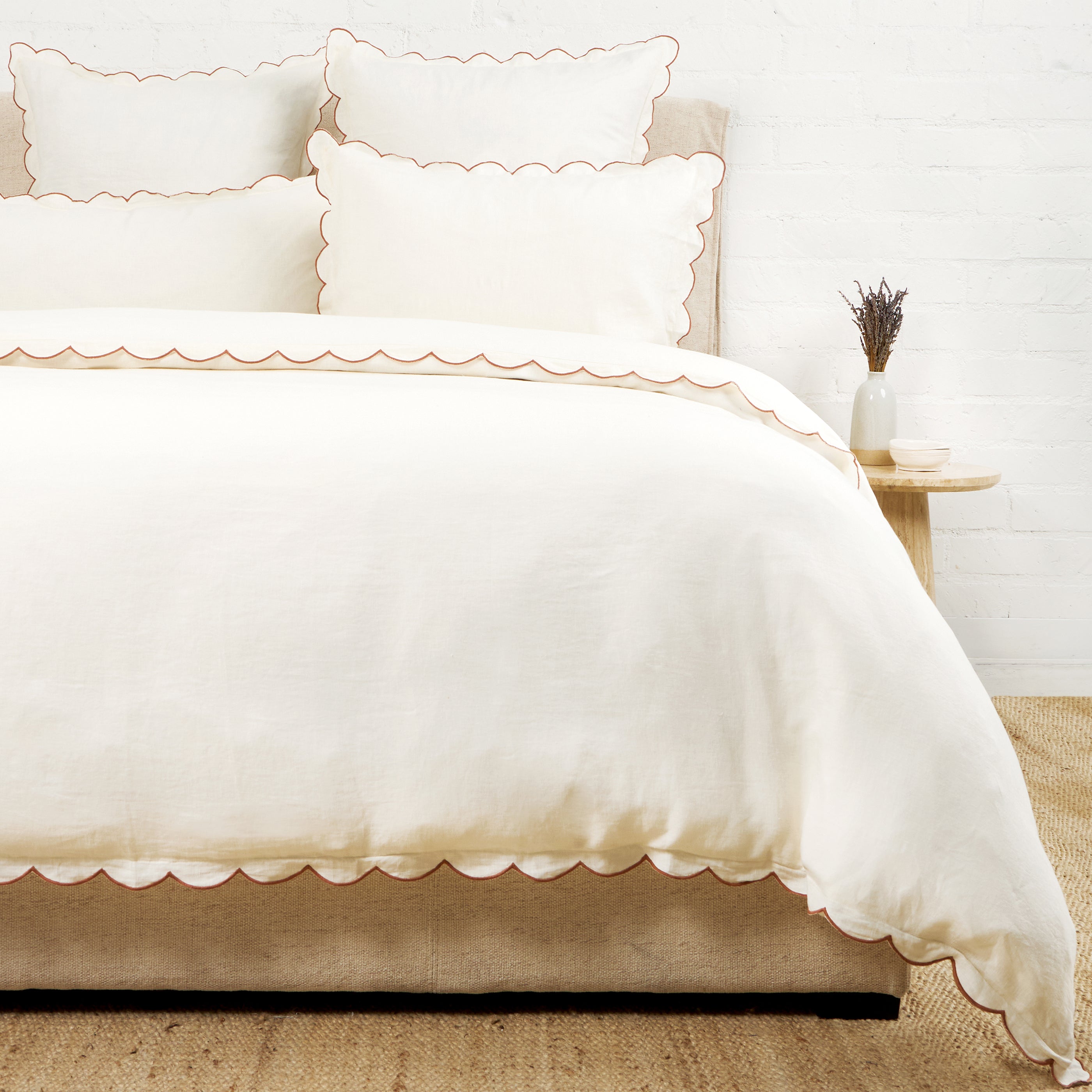 Kelly Duvet Cover-Queen-Cream/Terra Cotta-Pom Pom at Home