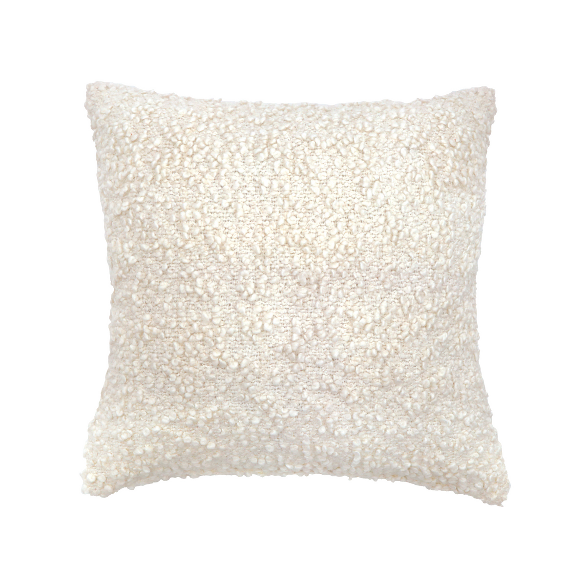 20x20 textured square throw pillow with insert, ivory boucle fabric