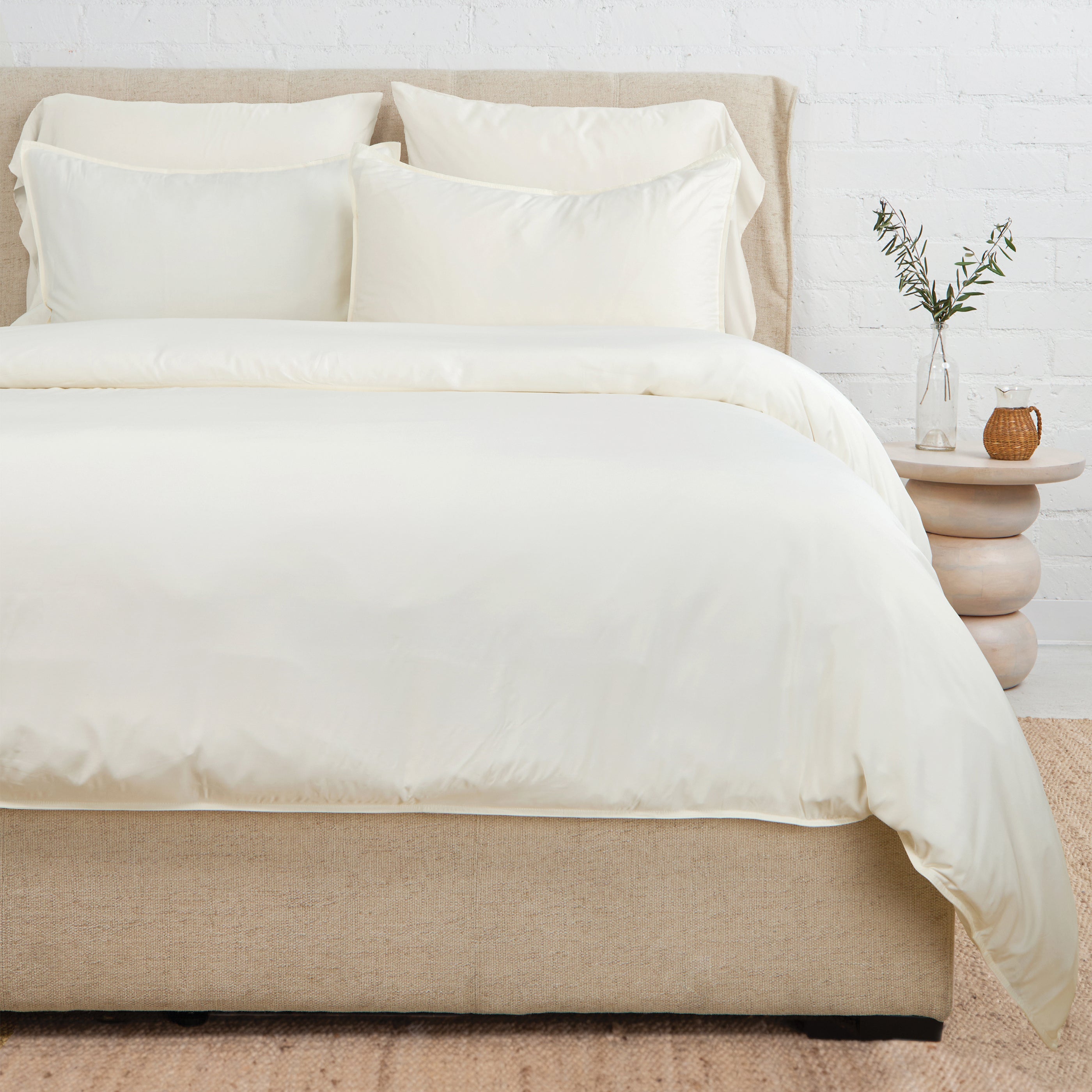 Parker Bamboo Sateen Duvet Set-Twin-Ivory-Pom Pom at Home