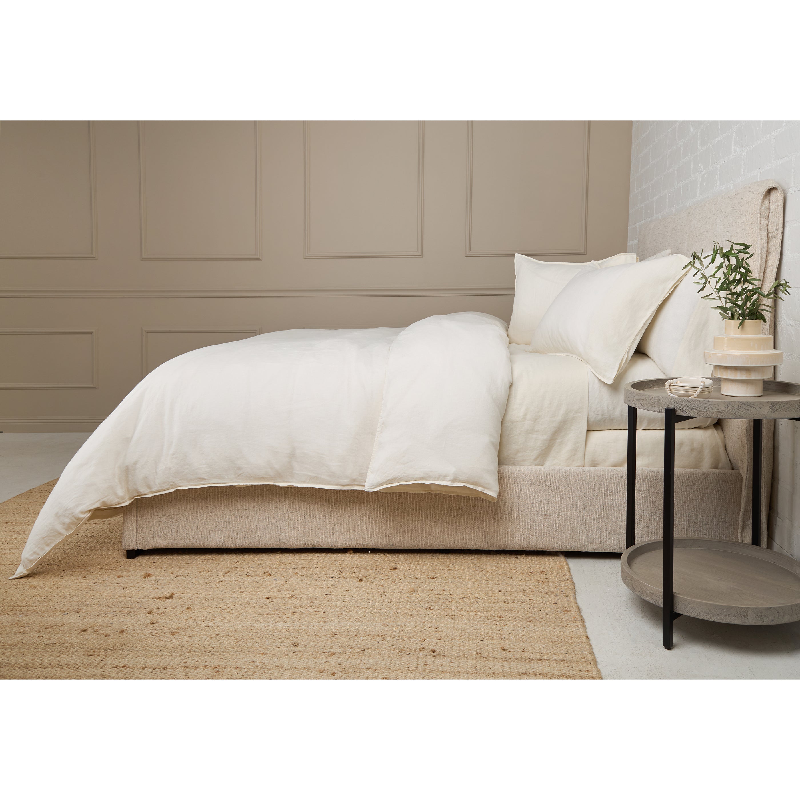 Parker Linen Duvet Set-King-Cream-Pom Pom at Home