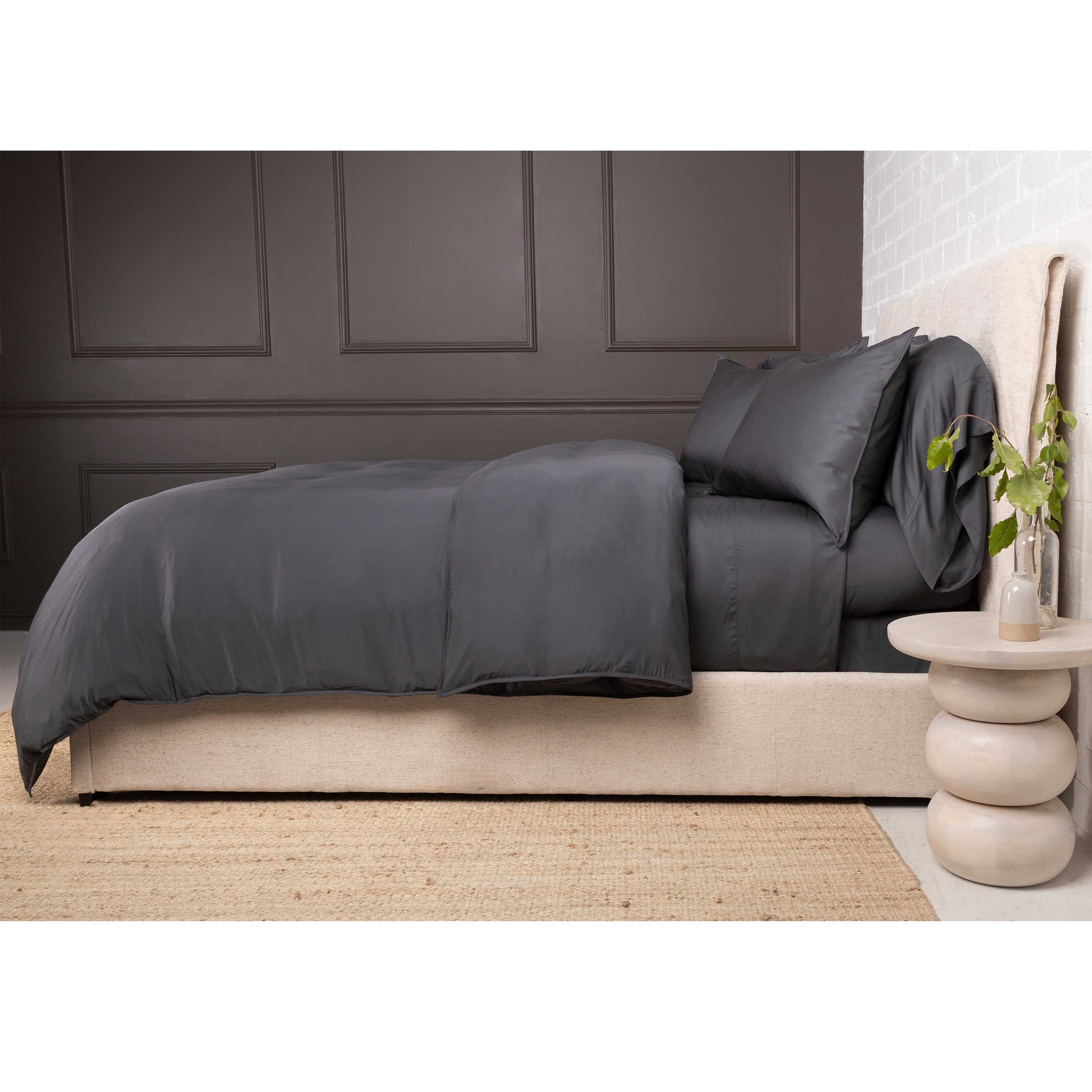 Parker Bamboo Sateen Duvet Set-Queen-Midnight-Pom Pom at Home