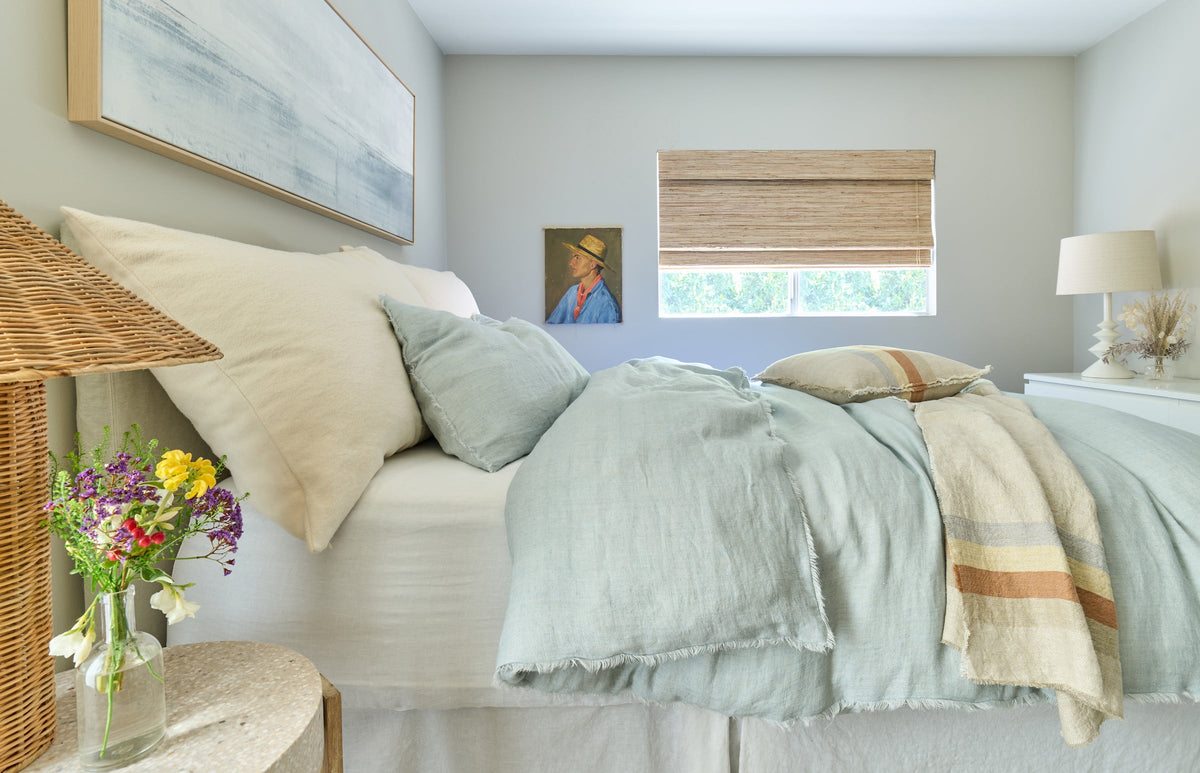 Hunter duvet cover set with sage green duvet and matching pillow shams
