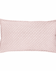 Matelasse quilted king sham in blush pink, textured square pattern