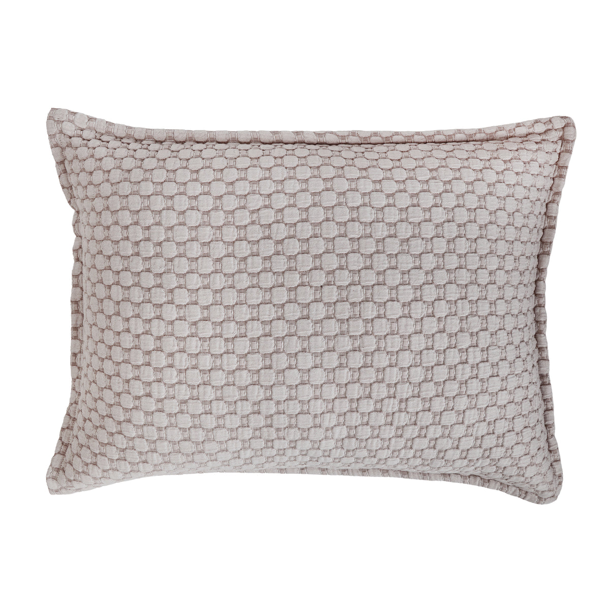 Blush 28 x 36 decorative square pillow with woven geometric pattern