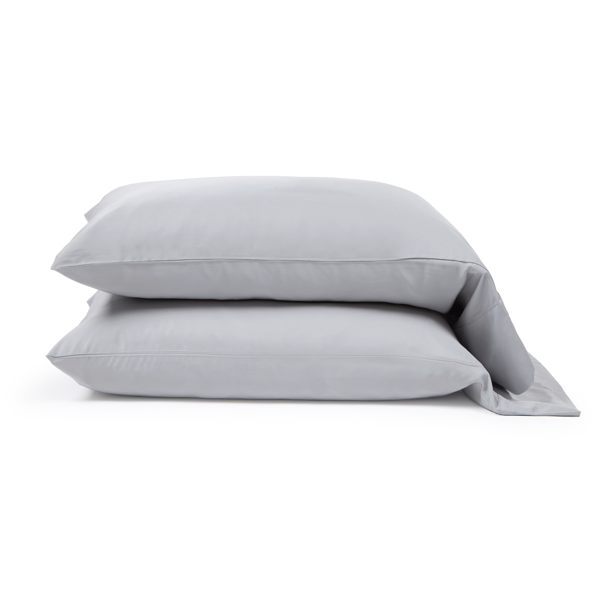 Bamboo sateen sheet set in light gray, with two standard pillowcases