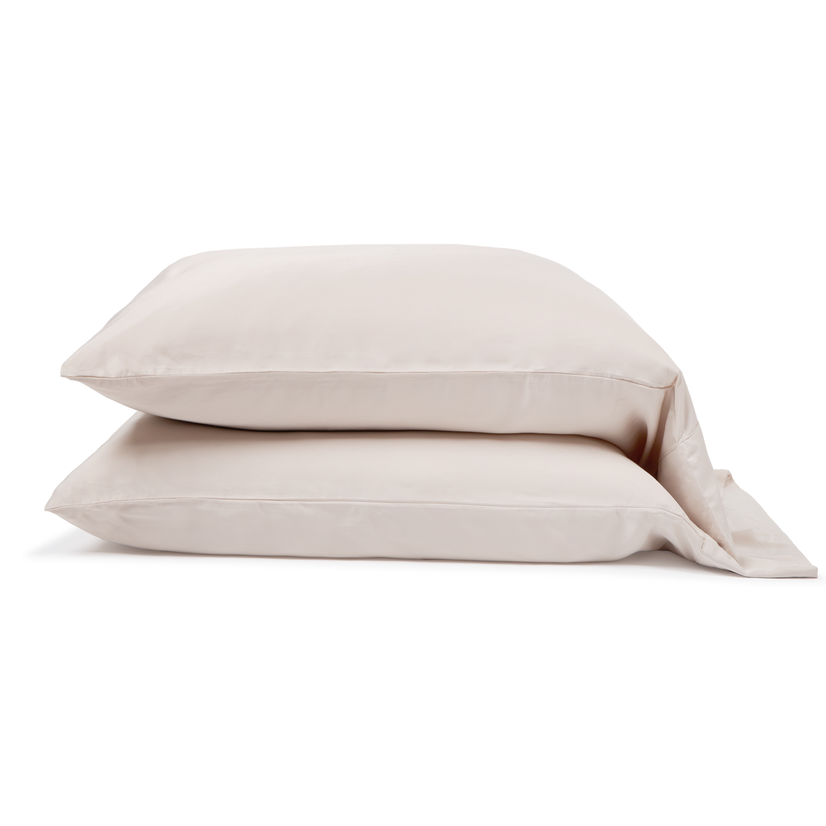 Bamboo sateen sheet set in sand color, with two standard pillowcases