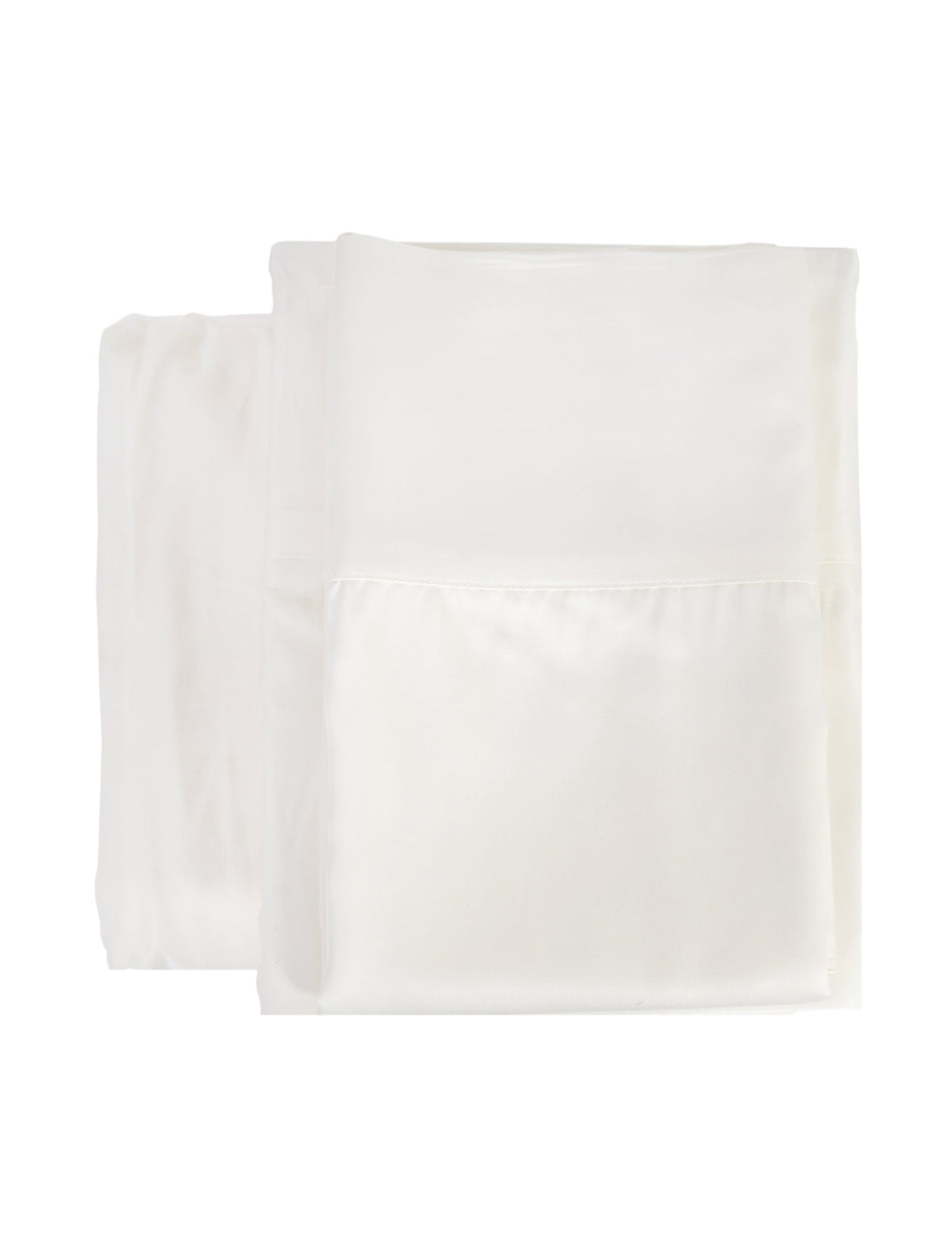 Ivory bamboo sateen sheet set, showing folded pillowcases