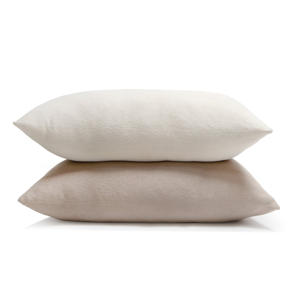 28x36 big pillow with insert, ivory and taupe two-piece view, smooth textured fabric