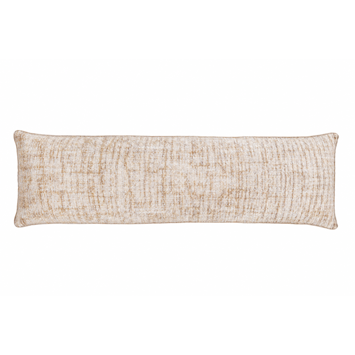 18x60 body pillow in ivory with oatmeal speckled woven fabric