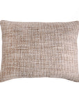 Rectangular decorative pillow with light beige textured weave and stitched edges