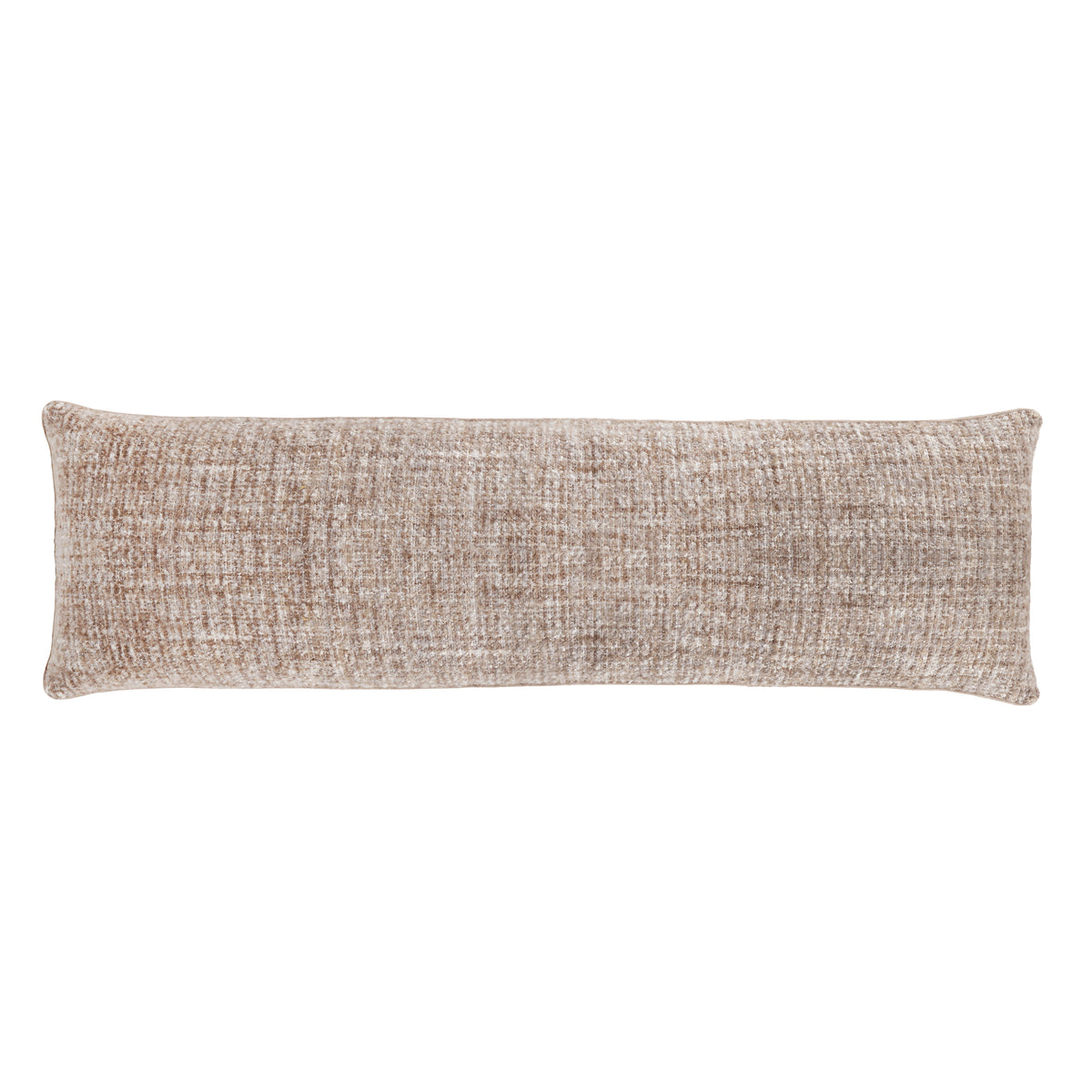 18x60 body pillow in ivory with speckled woven fabric and stitched edges