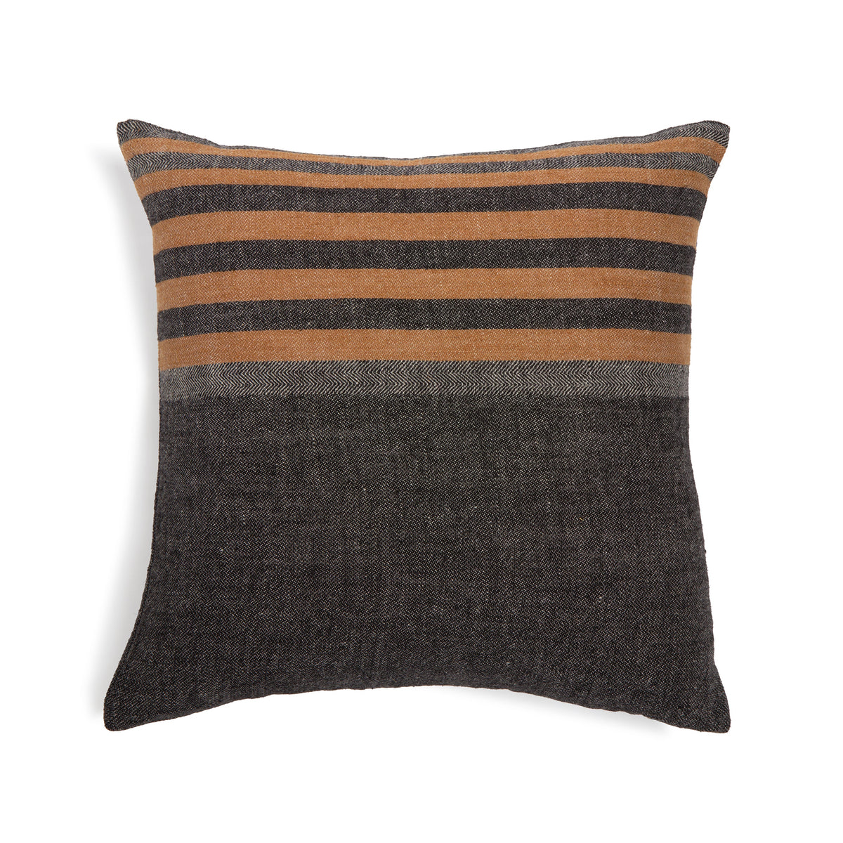 20x20 throw pillow with insert, dark gray and tan orange horizontal stripes