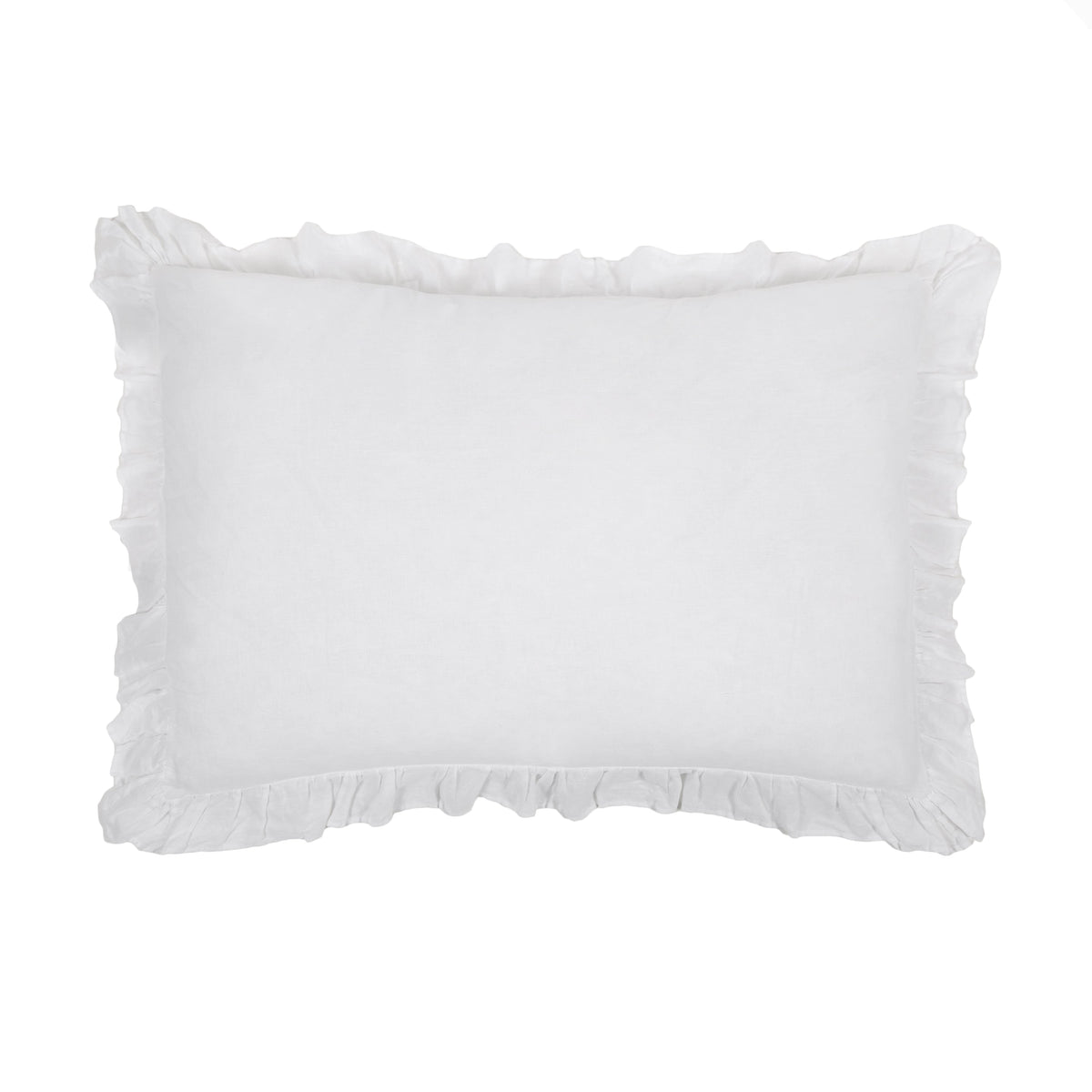 28 x 36 rectangular pillow with ruffled edges, white