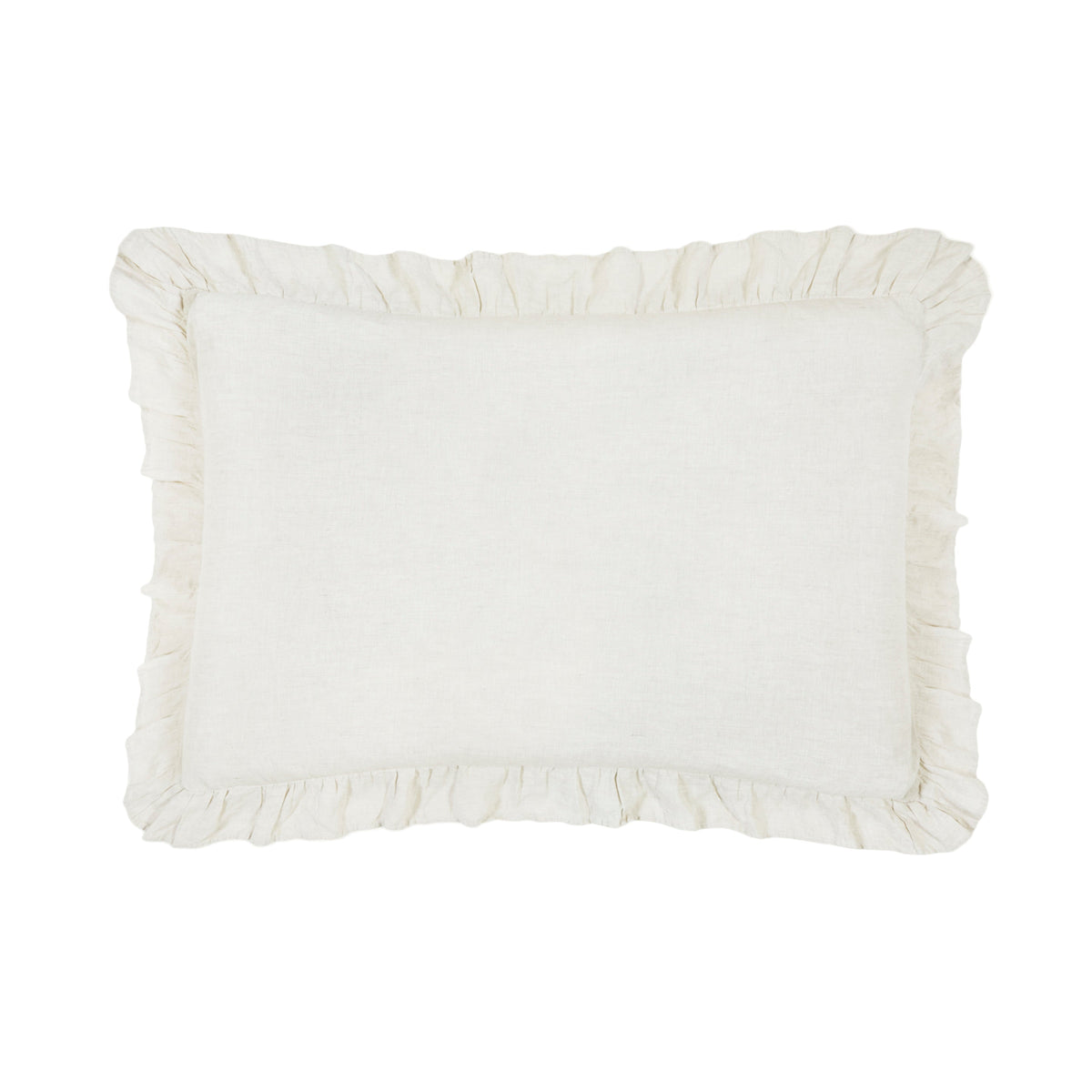 28 x 36 rectangular pillow with ruffled edges, cream