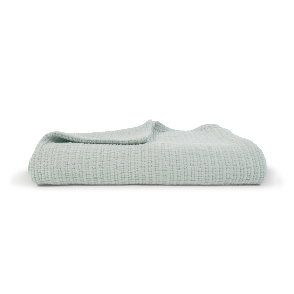 Chatham oversized throw, sea glass knit with draped fold
