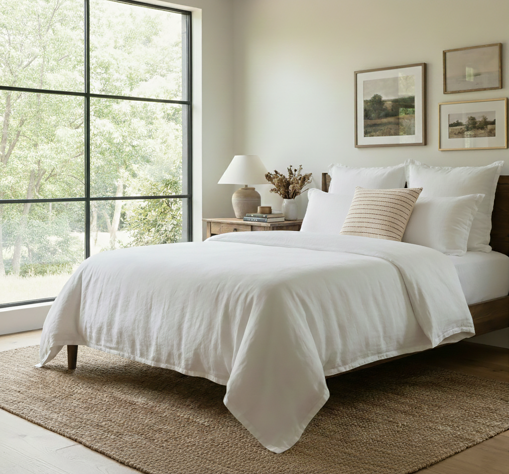 Georgie Bamboo Linen Duvet Cover - White