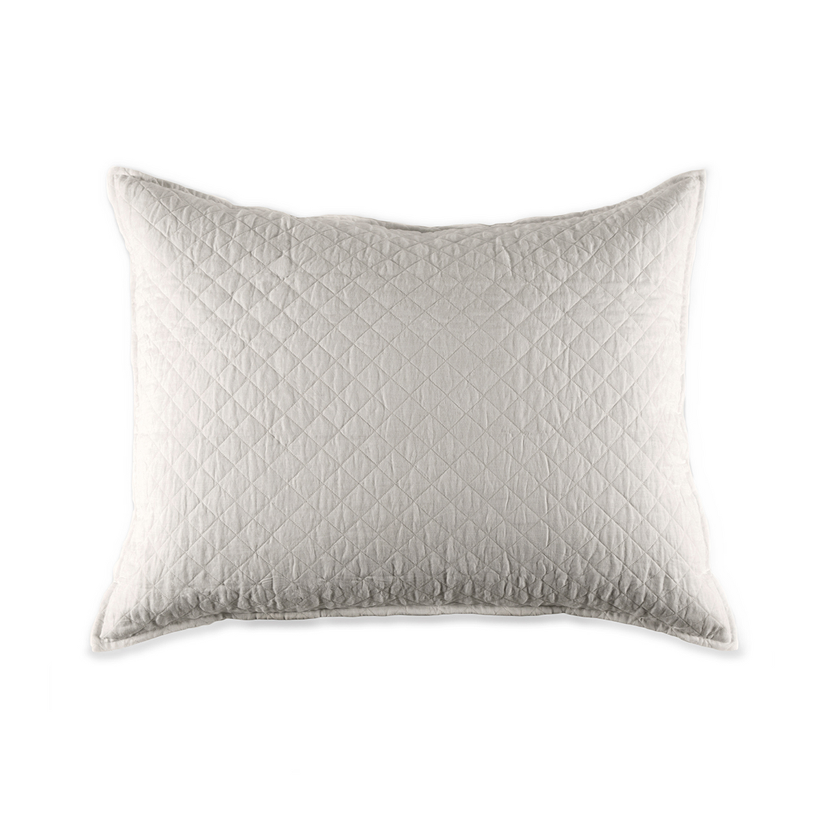 Hampton coverlet light-colored pillow sham with diamond quilting and piped edges