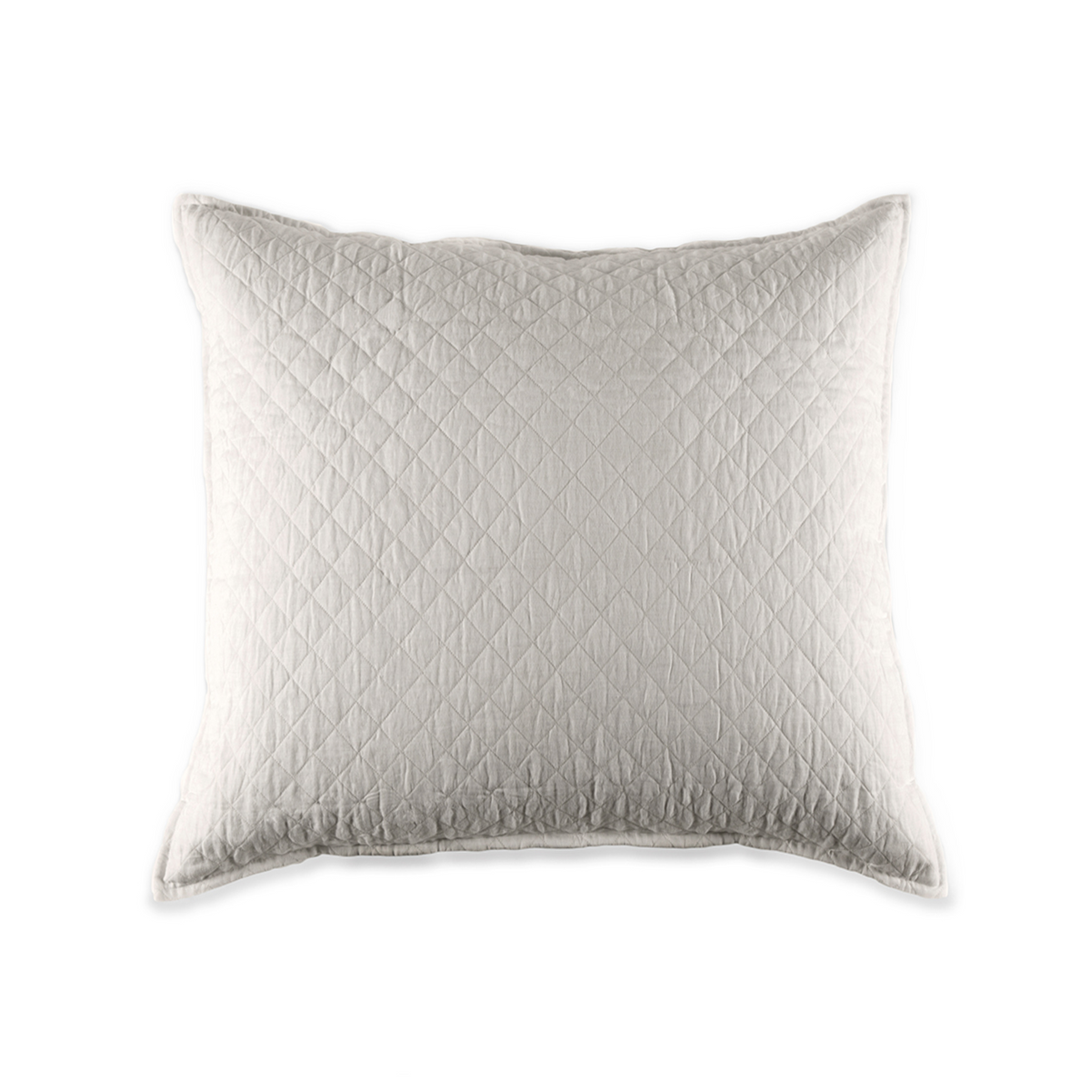 Hampton coverlet light-colored pillow sham with diamond quilt stitching, piped border