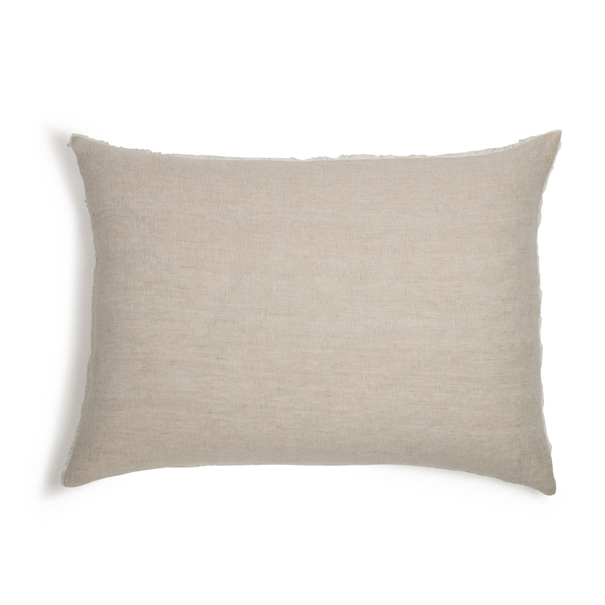 28 x 36 in rectangular throw pillow, light beige fabric with stitched edges
