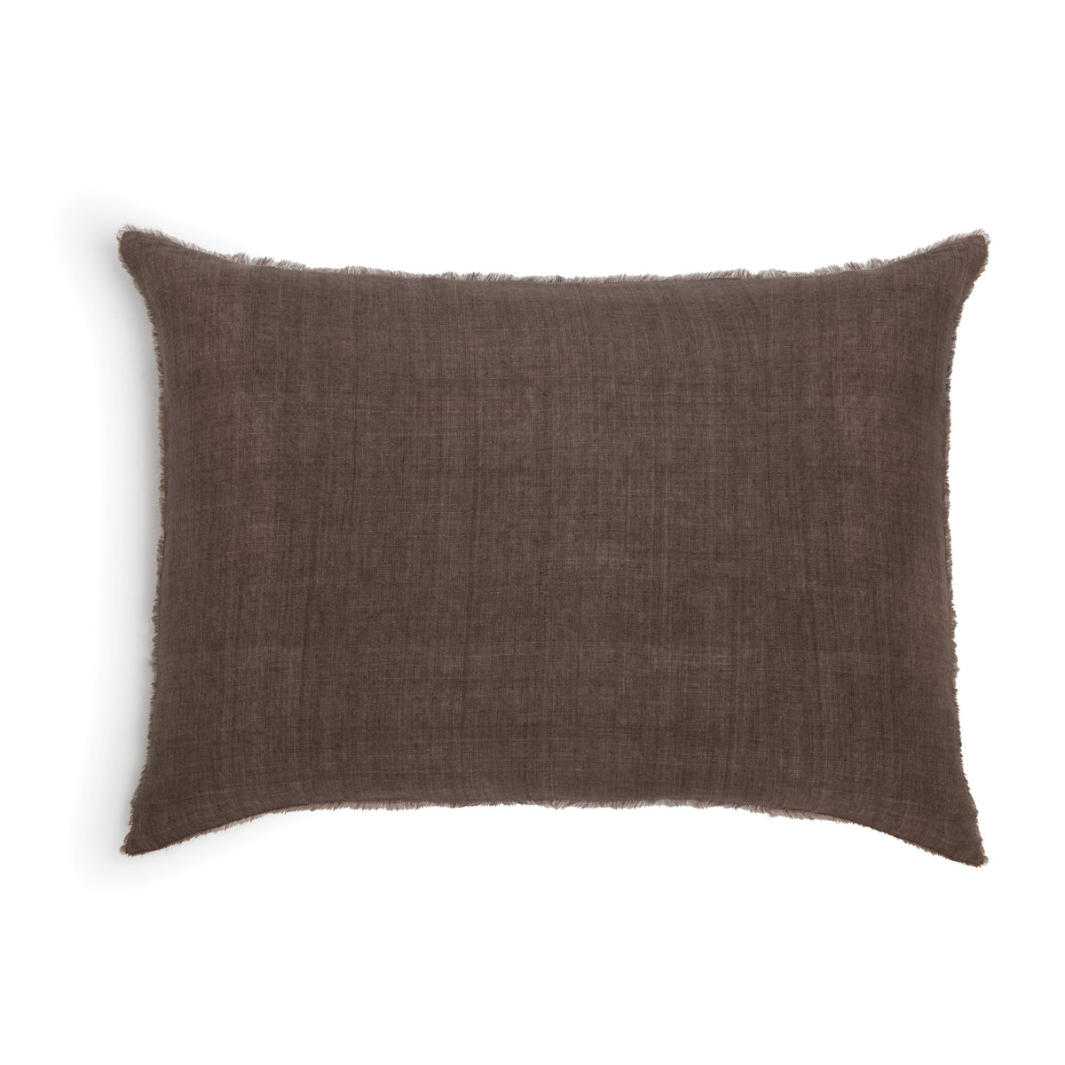 28 x 36 in rectangular throw pillow, walnut brown fabric with stitched edges