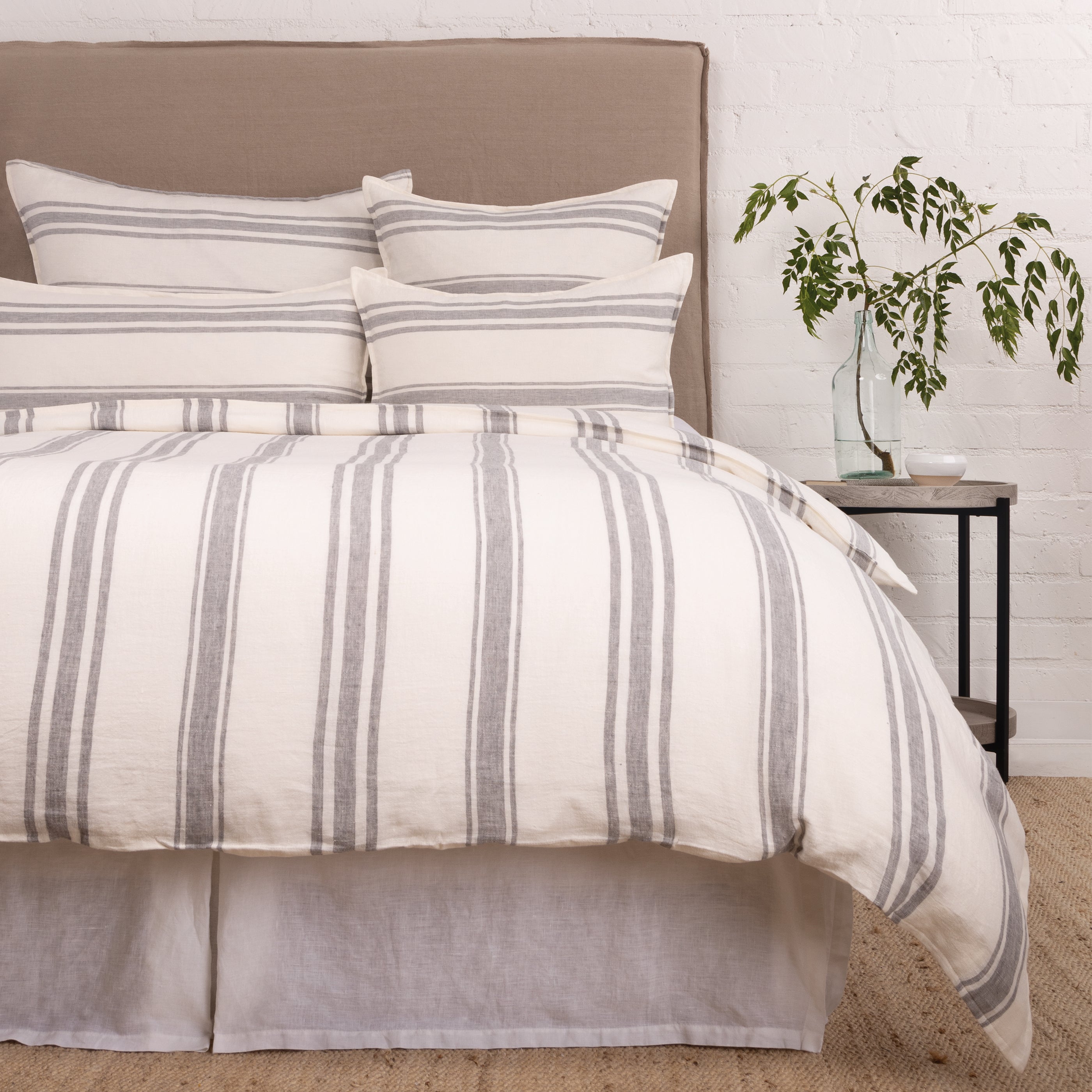 Jackson Duvet Cover-Queen-Cream/Grey-Pom Pom at Home