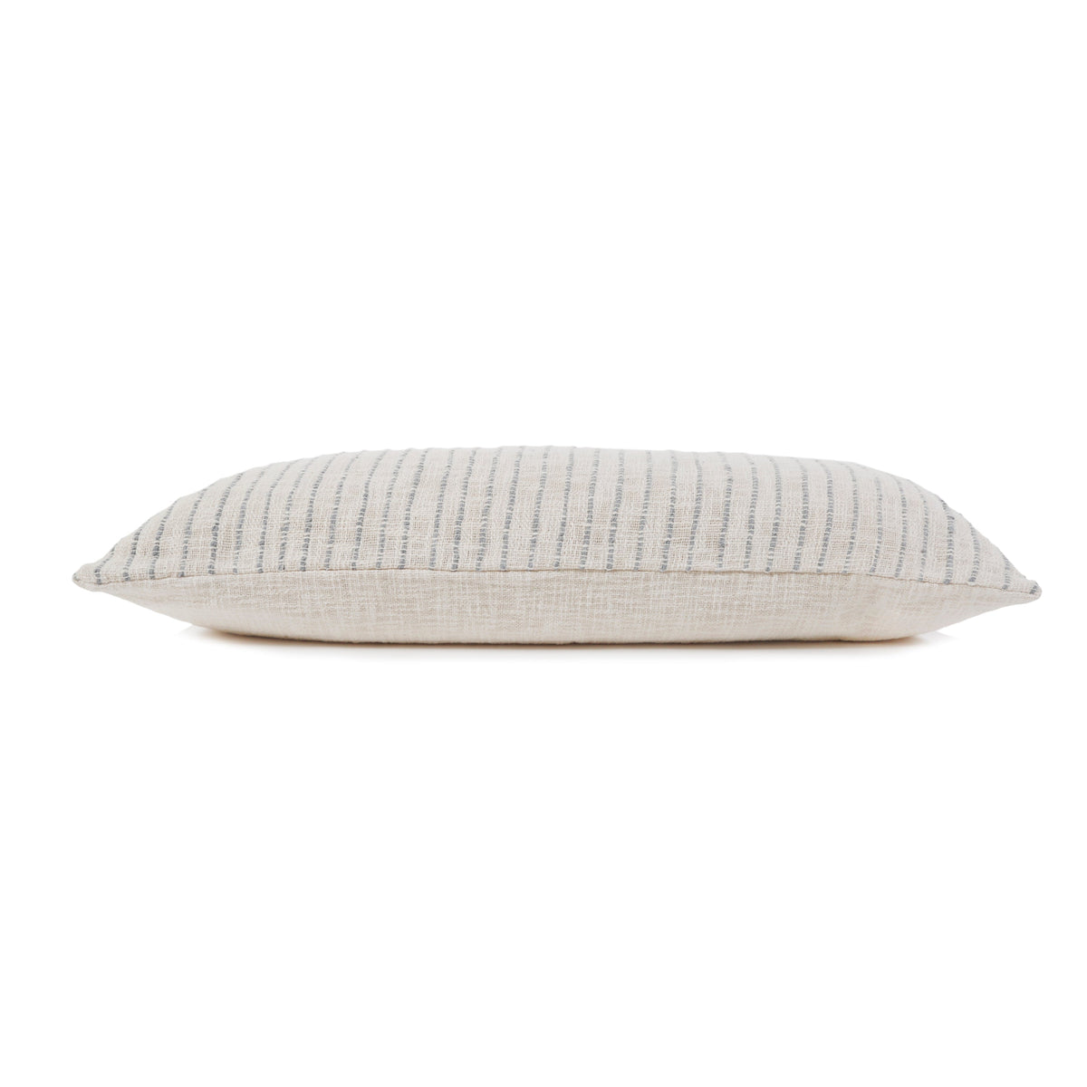 14x40 lumbar pillow with insert, ivory fabric with blue-gray striped texture