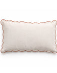 Kelly duvet cover sham pillow, light cream with scalloped edge and terracotta piping