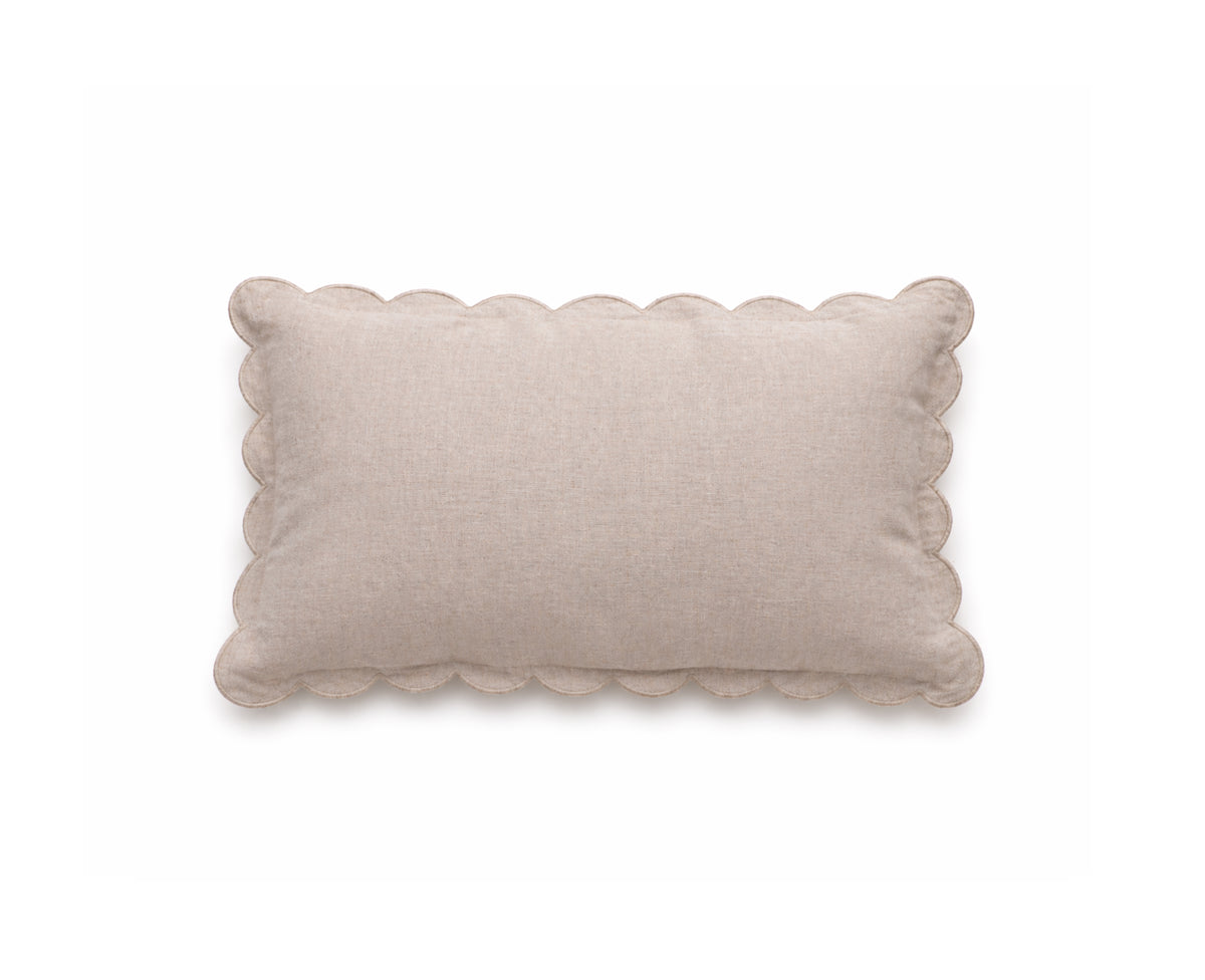 Kelly duvet cover sham pillow, taupe with scalloped border and matching trim